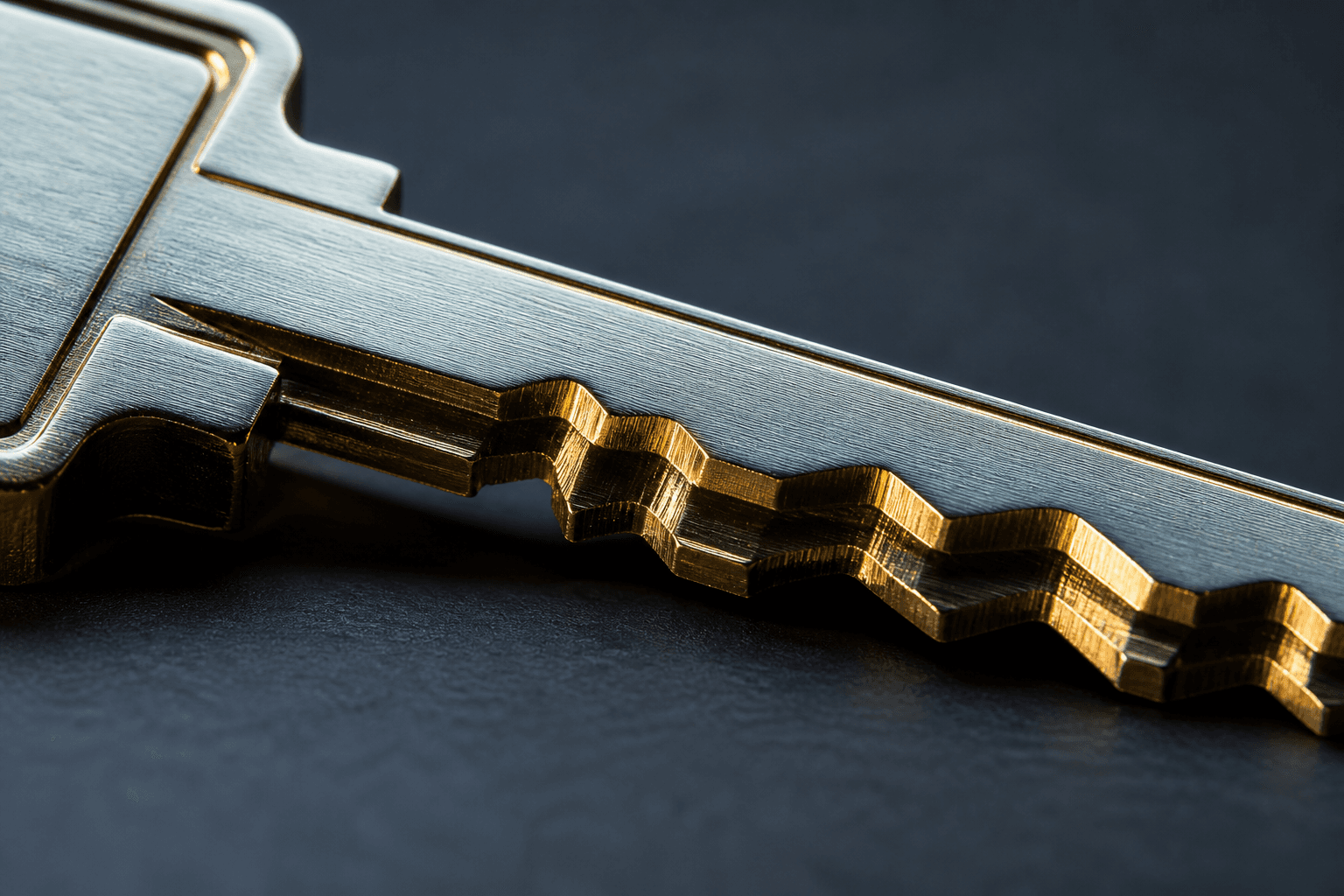 Macro-opname van een messing sleutel